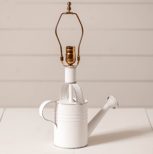 Irvins Country Tinware Watering Can Lamp Base in Rustic White Additional image