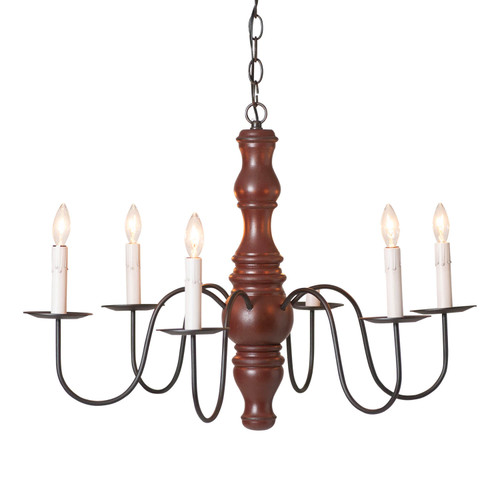 Irvins Country Tinware 6-Arm Gettysburg Wood Chandelier in Rustic Red Main image