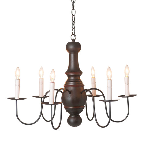 Irvins Country Tinware 6-Arm Maple Glenn Wood Chandelier in Rustic Black Main image