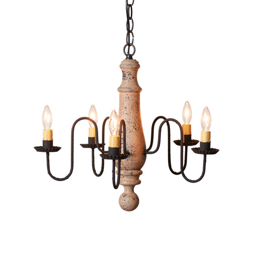 Irvins Country Tinware 5-Arm Medium Norfolk Chandelier in Hartford Buttermilk Main image