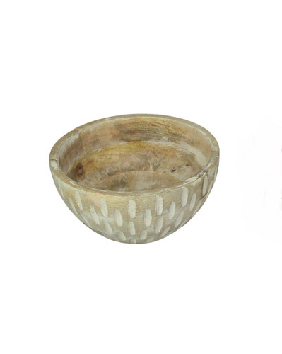 Hand Carved Mango Wood Round Serving Bowl Main image