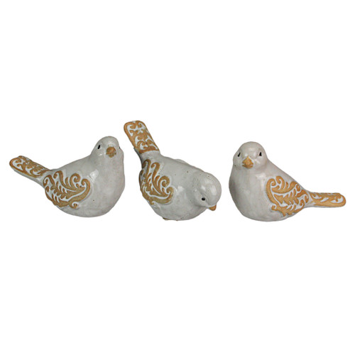 5 Inch Ceramic Bird Figurine Farmhouse Art Home Decor Shelf Sculpture Set of 3 Main image