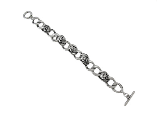 Curb Chain Link Bracelet with Skulls and Toggle Clasp Main image