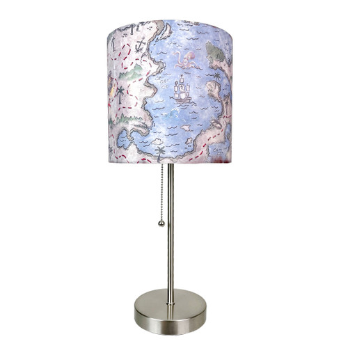 Decorative Treasure Map Brushed Nickel Accent Lamp Coastal Pirate Beach Decor Main image