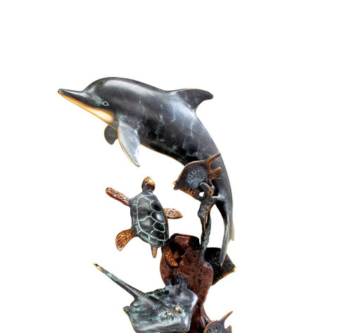 Dolphin and Undersea Friends Brass Statue Additional image