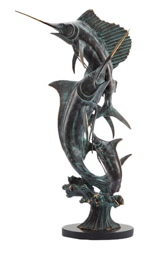 Grand Slam Marlin & Sailfish Brass Statue Main image