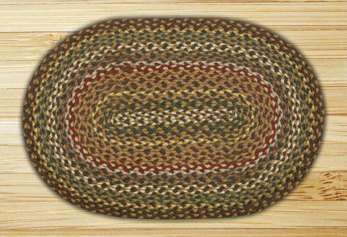 Earth Rugs C-51 Fir / Ivory Oval Braided Rug 2 Feet x 8 Feet Main image