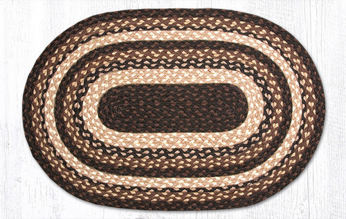 Earth Rugs C-313 Mocha / Frappuccino Oval Braided Rug 20" x 30" Main image