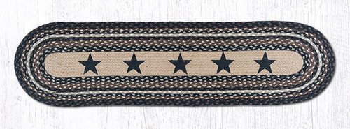 Earth Rugs OP-313 Black Stars Oval Patch Runner 13" x 48" Main image