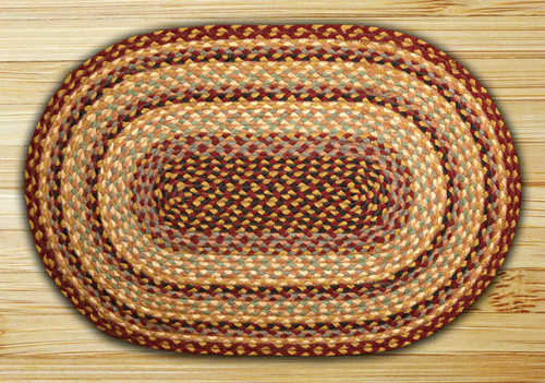 Earth Rugs C-357 Burgundy / Gray / Cream Oval Braided Rug 3 Feet x 5 Feet Main image