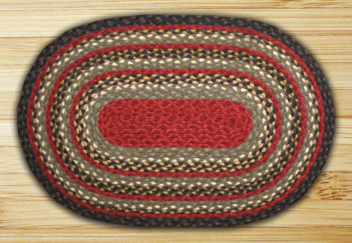 Earth Rugs C-338 Burgundy / Olive / Charcoal Oval Braided Rug 4 Feet x 6 Feet Main image