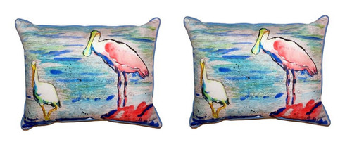 Pair of Betsy Drake Spoonbill & Ibis Large Pillows 16 Inch X 20 Inch Main image