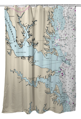 Betsy Drake Chesapeake Bay, VA Nautical Map Shower Curtain Main image