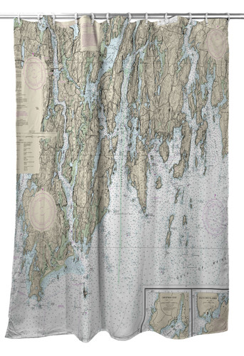 Betsy Drake BoothBay, ME Nautical Map Shower Curtain Main image