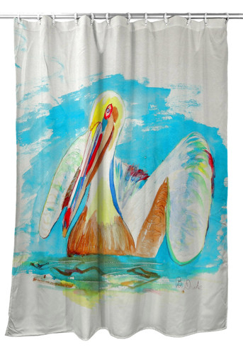 Betsy Drake Pelican in Teal Shower Curtain Main image