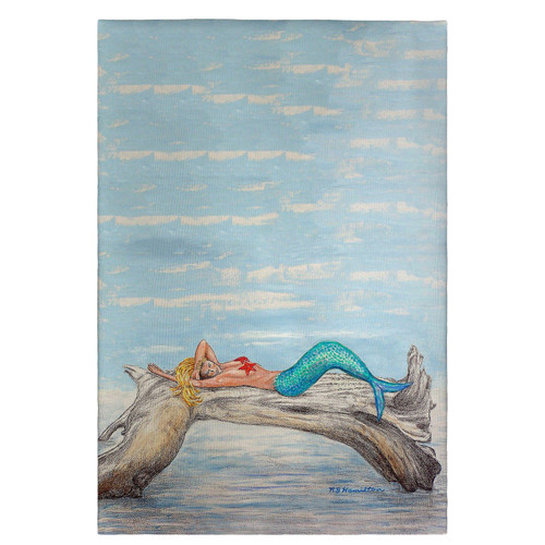 Betsy Drake Mermaid on Log Guest Towel Main image