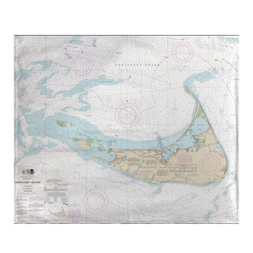 Betsy Drake Nantucket Island, MA Nautical Map Fleece Throw Main image