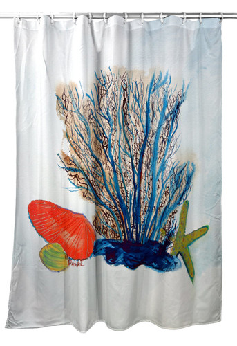Betsy Drake Coral & Shells Shower Curtain Main image
