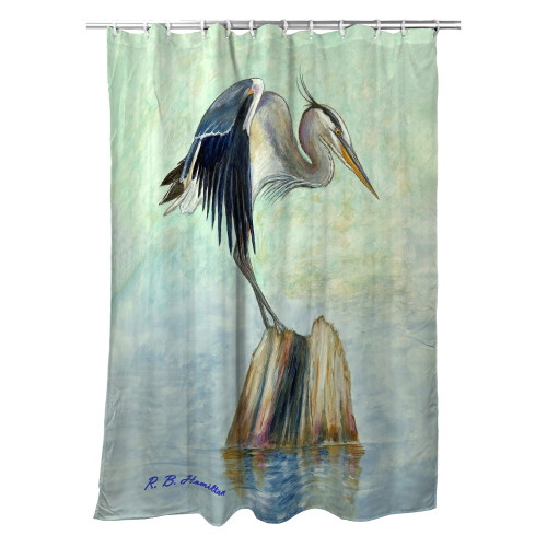 Betsy Drake Balancing Heron Shower Curtain Main image