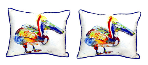 Pair of Betsy Drake Heathcliff Pelican Large Indoor/Outdoor Pillows 16 X 20 Main image