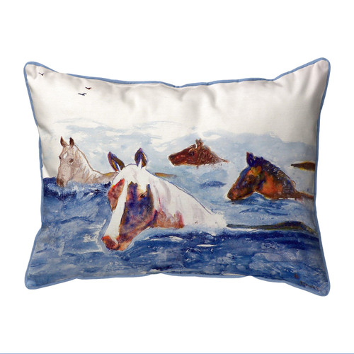 Betsy Drake Chincoteague Ponies Indoor/Outdoor Pillow 11x14 Main image