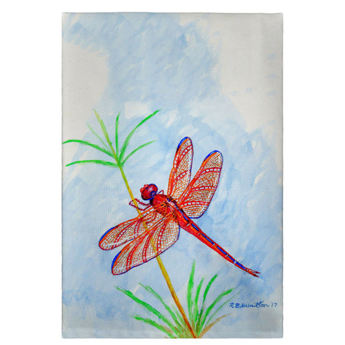 Betsy Drake Red Dragonfly Guest Towel Main image