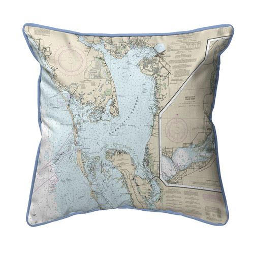 Betsy Drake Charlotte Harbor, FL Nautical Map Small Corded Indoor/Outdoor Pillow 12x12 Main image