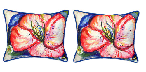 Pair of Betsy Drake Hibiscus Large Indoor/Outdoor Pillows 16x20 Main image