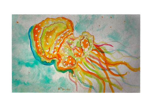 Betsy Drake Orange Jellyfish 30 Inch By 50 Inch Comfort Floor Mat Main image