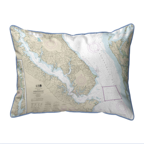 Betsy Drake Chesapeake Bay, MD Nautical Map Large Corded Indoor/Outdoor Pillow 16x20 Main image