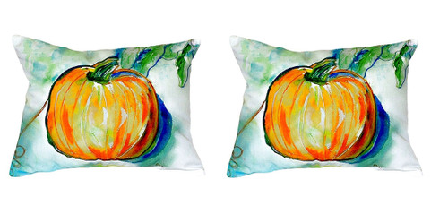 Pair of Betsy Drake Pumpkin No Cord Pillows 16 Inch X 20 Inch Main image