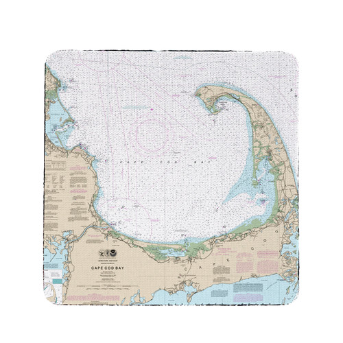 Betsy Drake Cape Cod Bay, MA Nautical Map Coaster Set of 4 Main image