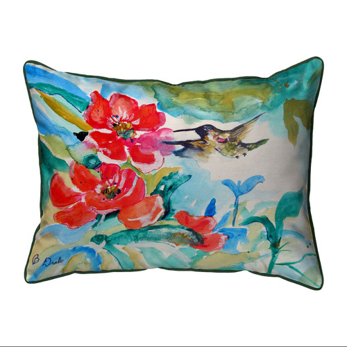 Betsy Drake Hummingbird & Red Flower Extra Large Zippered Pillow 20x24 Main image