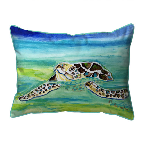 Betsy Drake Sea Turtle Surfacing Extra Large Zippered Indoor/Outdoor Pillow 20x24 Main image