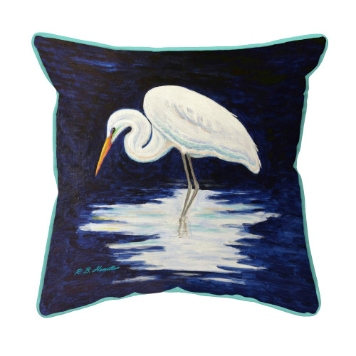 Betsy Drake Reflecting Egret Extra Large Zippered Indoor/Outdoor Pillow 22x22 Main image