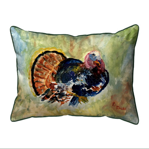 Betsy Drake Colorful Turkey 20x24 Extra Large Zippered Indoor/Outdoor Pillow Main image
