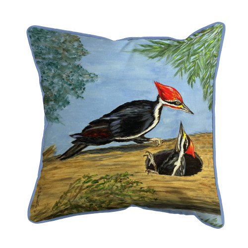 Betsy Drake Pileated Woodpeckers Extra Large Zippered Pillows Indoor/Outdoor Pillow 22x22 Main image