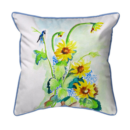 Betsy Drake Sunflower & Bird Extra Large Zippered Pillow 22x22 Main image
