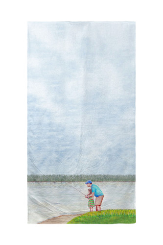 Betsy Drake Learning to Fish Beach Towel Main image