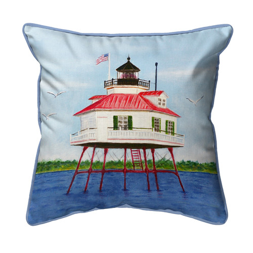 Betsy Drake Drum Point Lighthouse Large Indoor/Outdoor Pillow 18x18 Main image