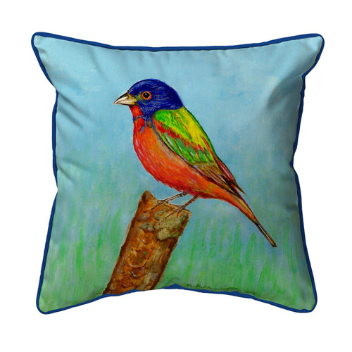 Betsy Drake Painted Bunting Large Indoor/Outdoor Pillow 18x18 Main image