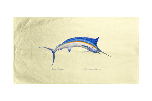 Betsy Drake Blue Marlin on Yellow Beach Towel Main image