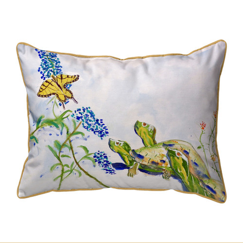 Betsy Drake Turtles & ButterFly Large Indoor/Outdoor Pillow 16x20 Main image