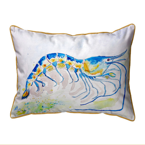 Betsy Drake Blue Shrimp Large Indoor/Outdoor Pillow 16x20 Main image