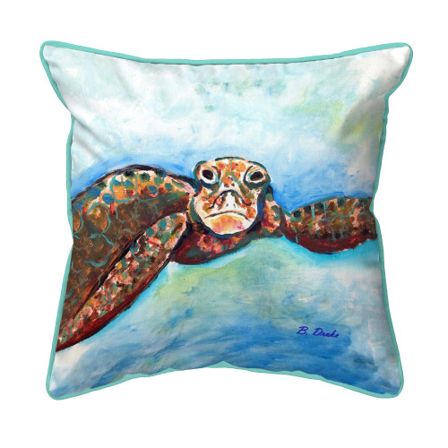 Betsy Drake Turtle Looking At Me Large Indoor/Outdoor Pillow 18x18 Main image