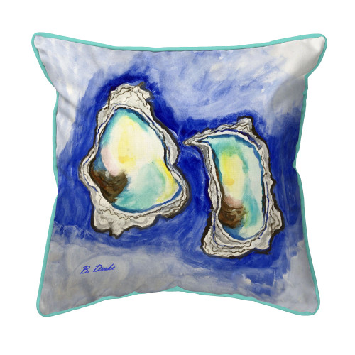 Betsy Drake Aqua Oysters Large Indoor/Outdoor Pillow 18x18 Main image