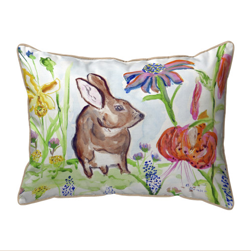 Betsy Drake Brown Rabbit Right Large Indoor/Outdoor Pillow 16x20 Main image