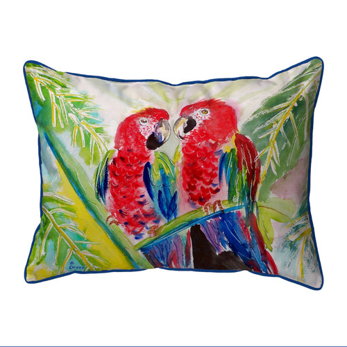 Betsy Drake Two Parrots Large Indoor/Outdoor Pillow 16x20 Main image