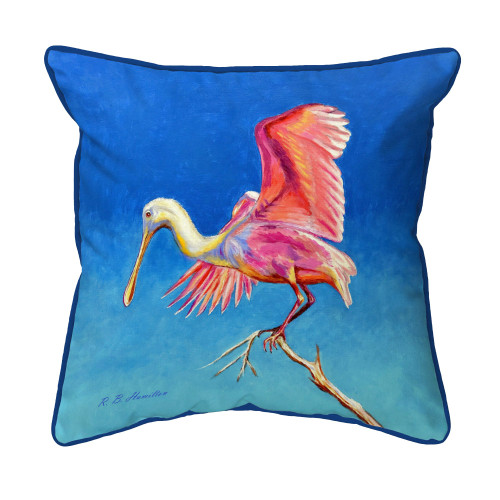 Betsy Drake Spoonbill Wings Large Indoor/Outdoor Pillow 18x18 Main image