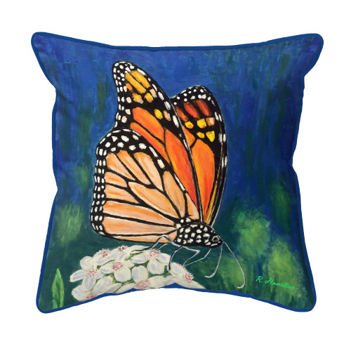 Betsy Drake Monarch & Flower Large Indoor/Outdoor Pillow 18x18 Main image